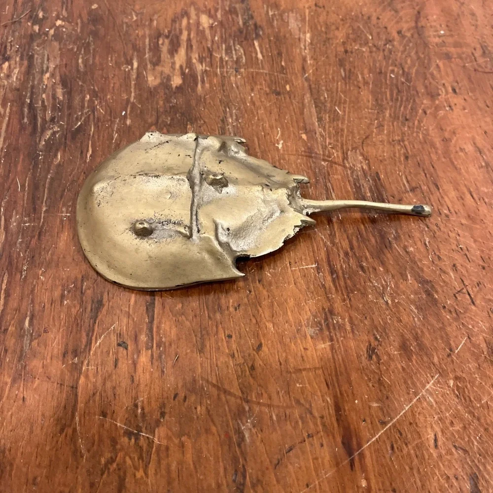 Vintage MCM Solid Brass Horseshoe Crab, Ash Tray, Soap Dish, Trinket, Coin Dish